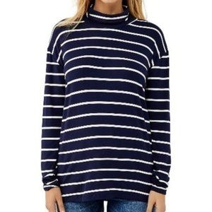 Maternity Navy and White Striped Turtleneck